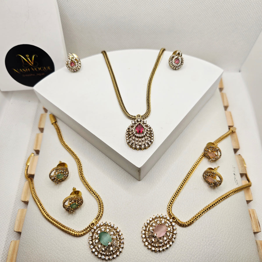 Antique AD Stone Pendant Set