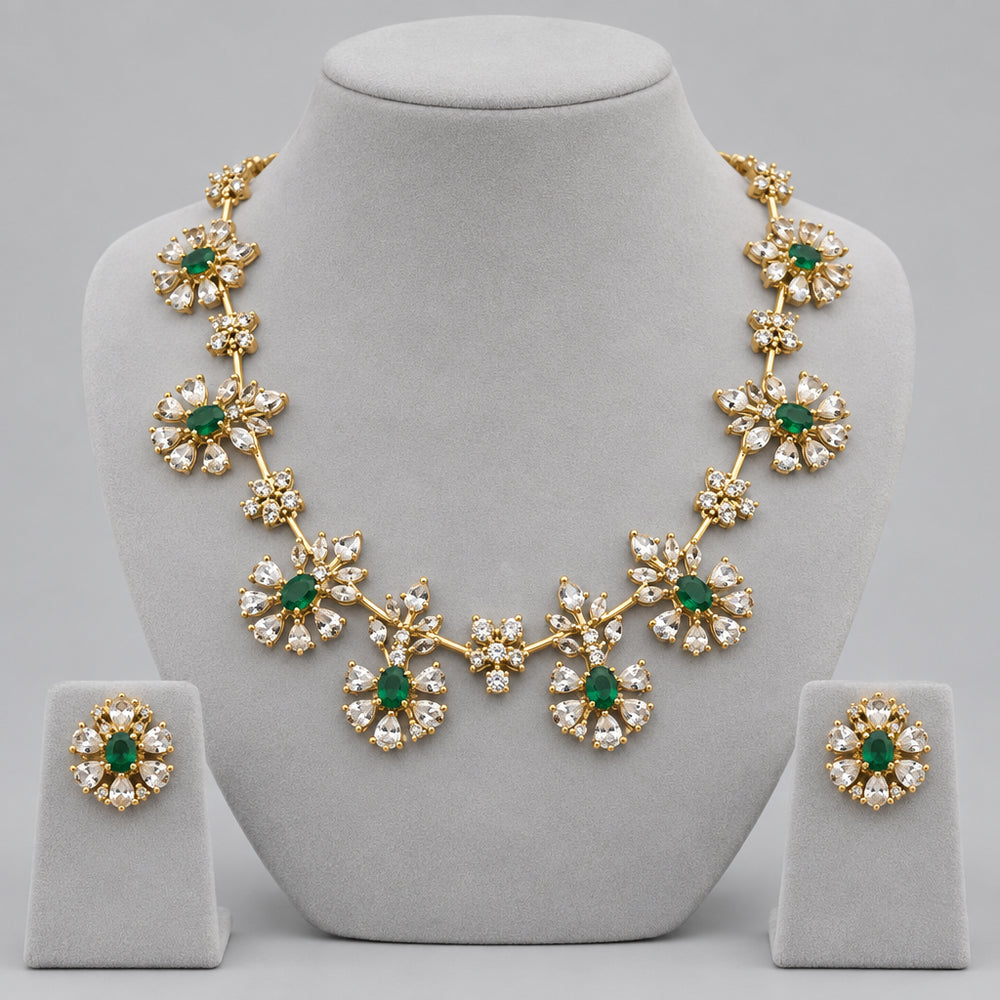Emerald Victoria AD Stone Necklace Set