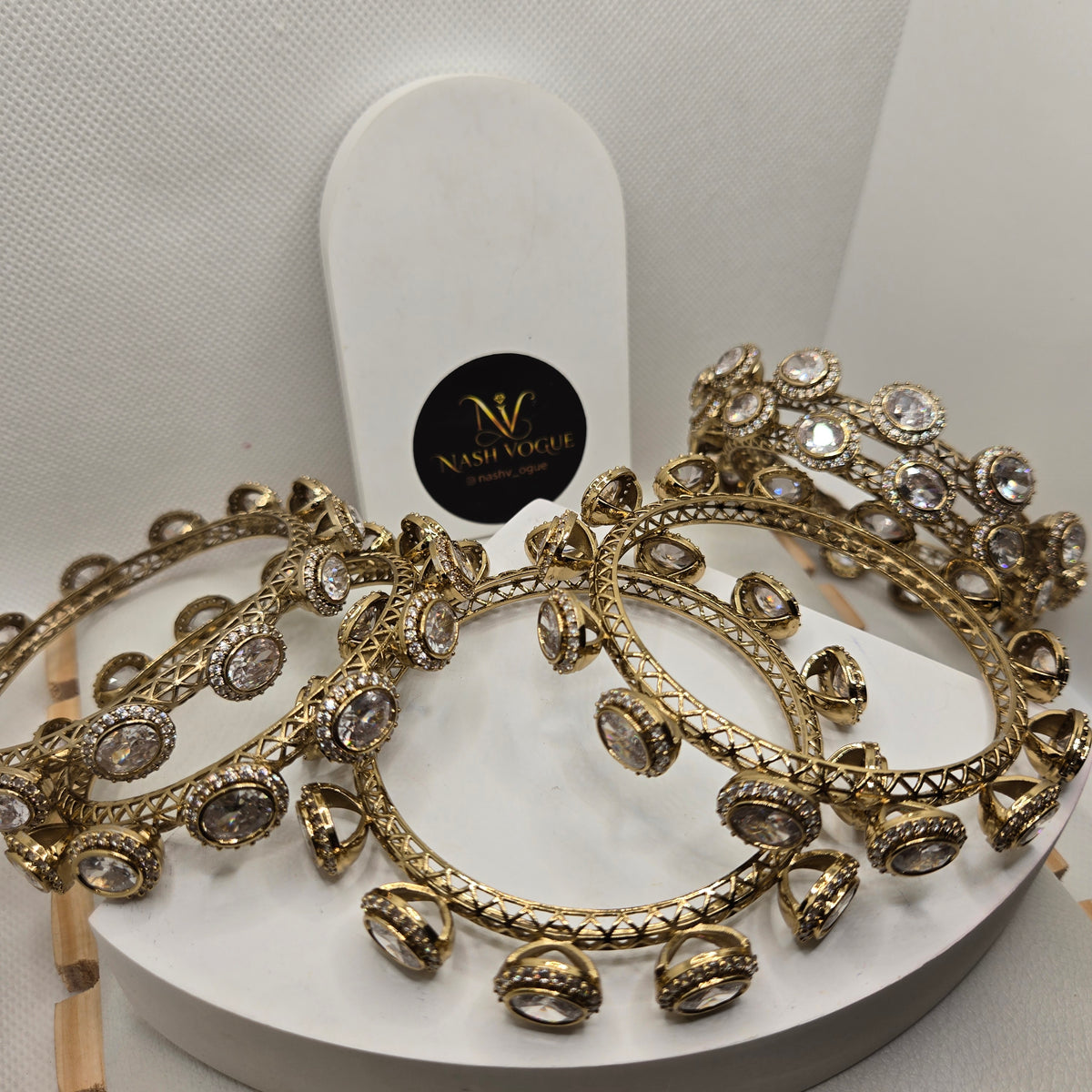Gold-Plated Pacheli Bangles with AD Stones