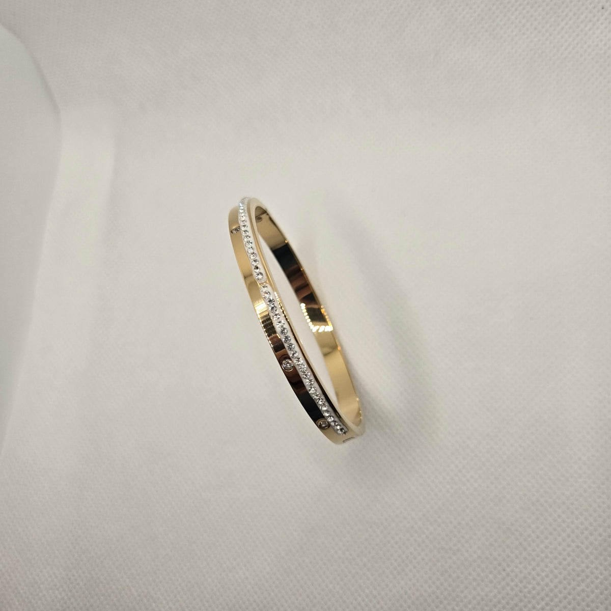 Gold-Toned Slim Bangle with Clear Stone Detailing