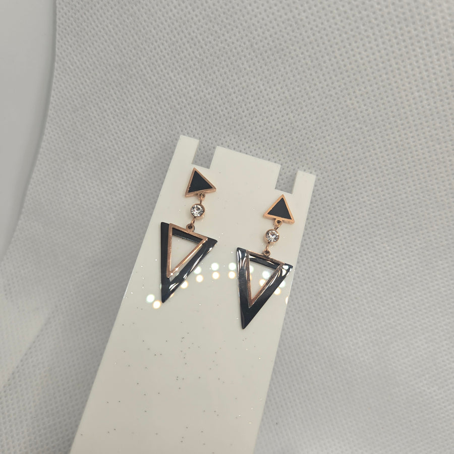 Black Triangle Geometric Drop Earrings