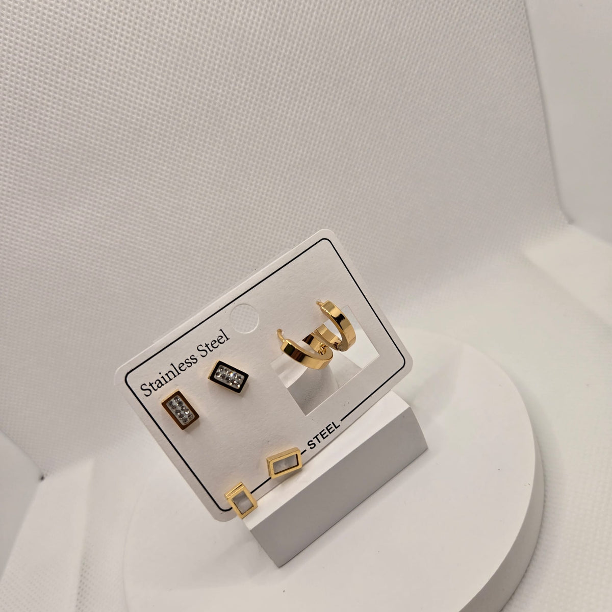 Geometric Stud and Hoop Earring Set