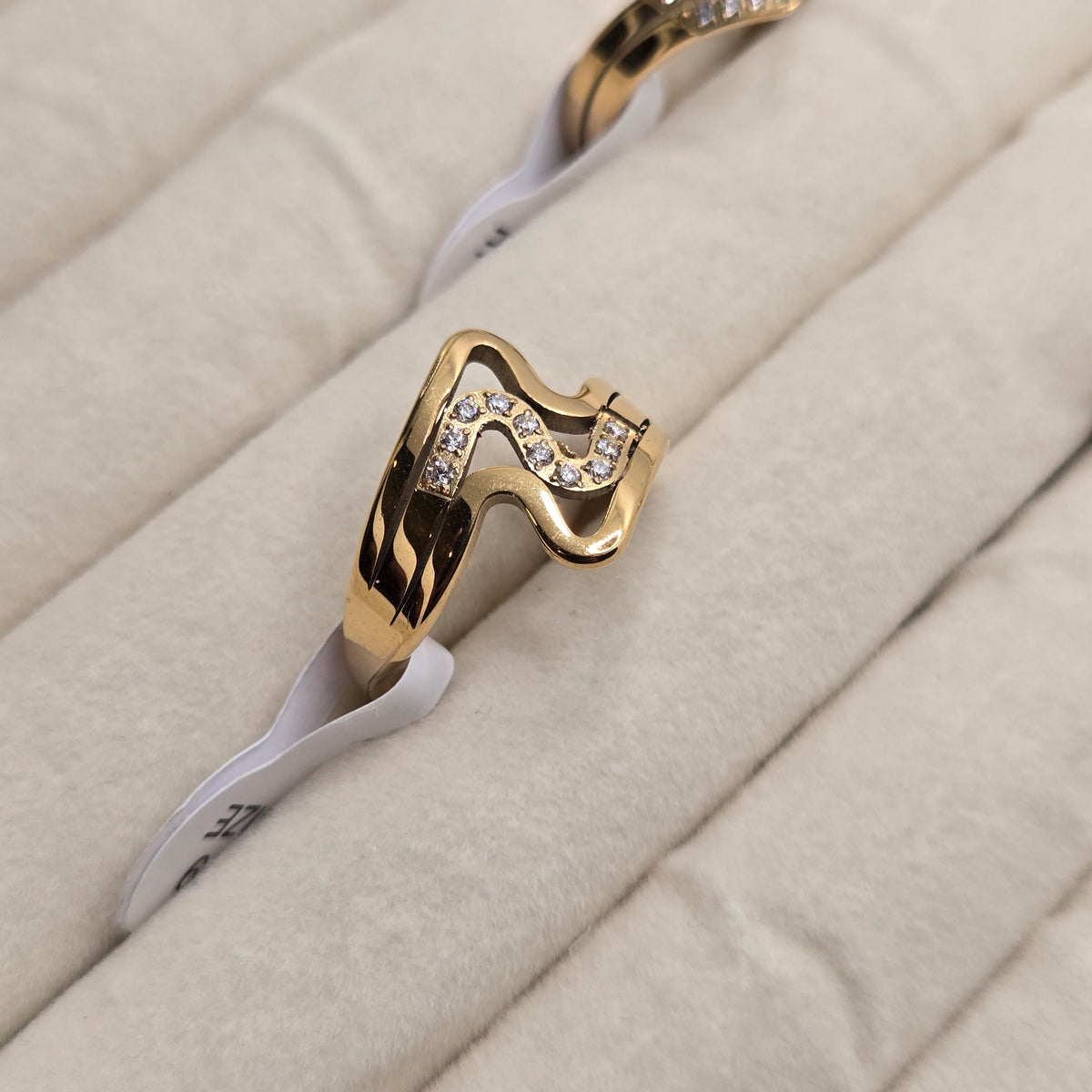 Gold-Toned Layered Wave Statement Ring