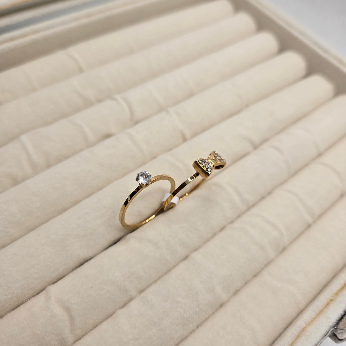 Gold-Toned Open Ring with Geometric Stone Details