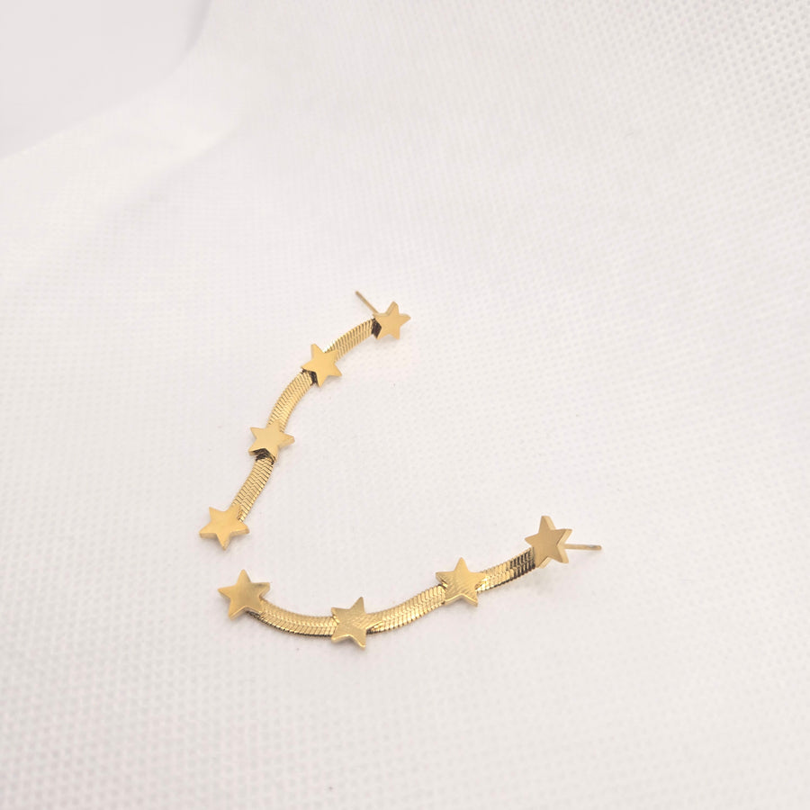 Gold-Toned Curved Star Climber Earrings