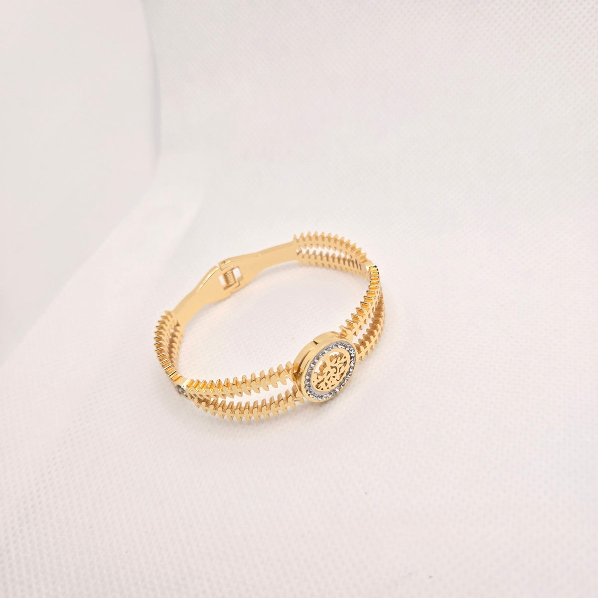 Gold-Toned Double Row Medallion Bangle