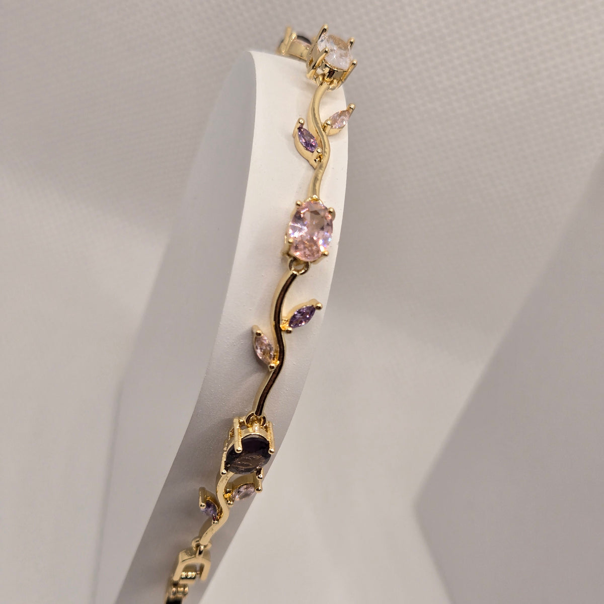 Tulip Bracelet with Pink and Purple Stones