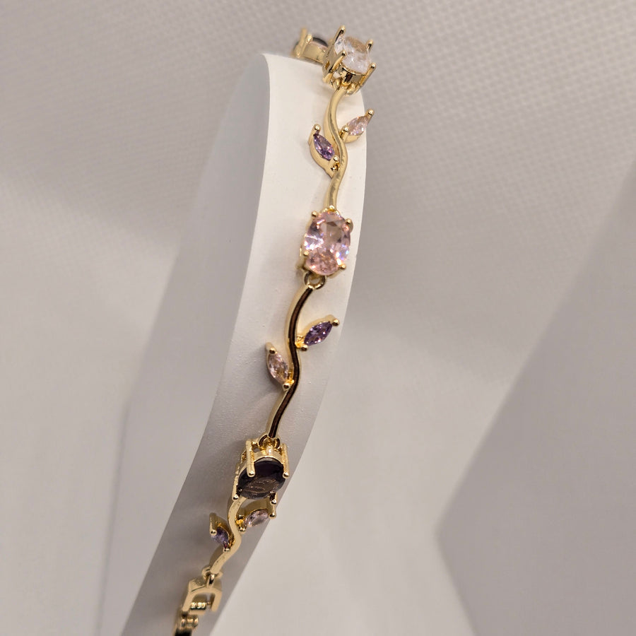 Tulip Bracelet with Pink and Purple Stones
