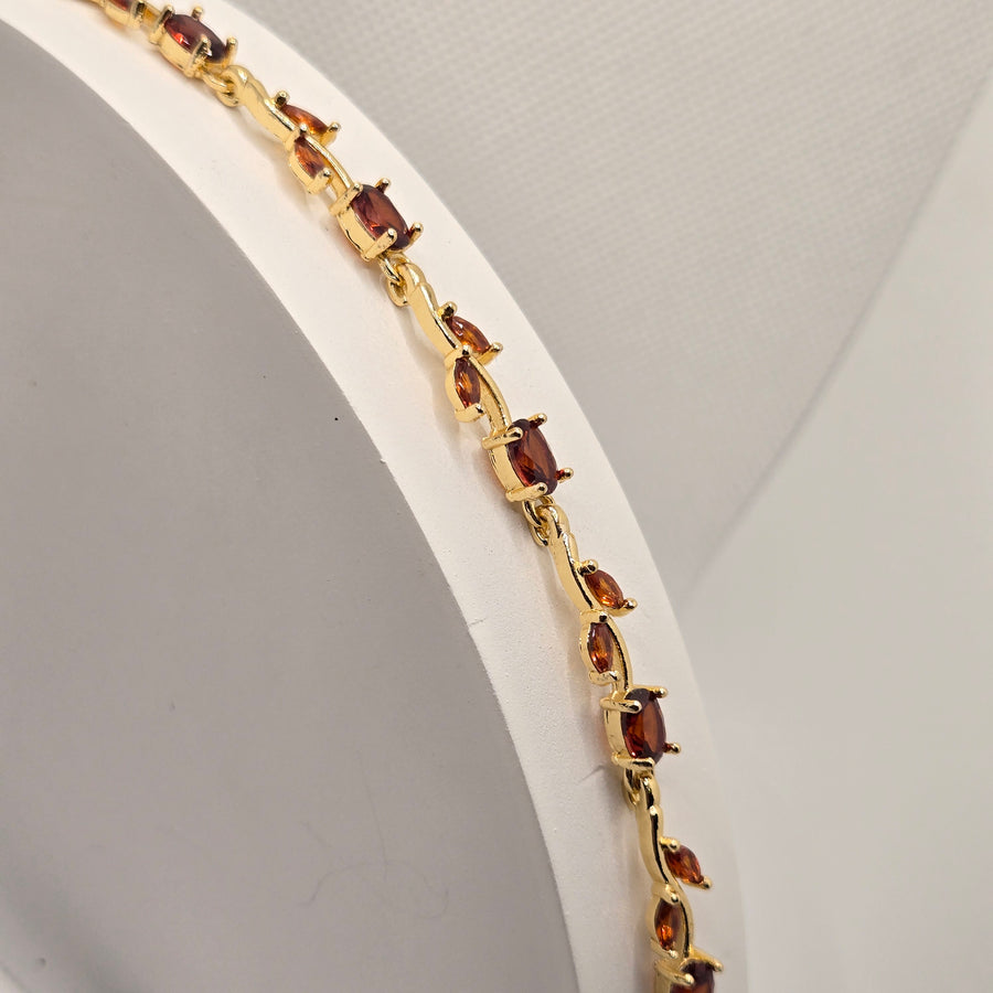 Tulip Bracelet with Red Stone